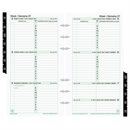 Recharges format portatif (2025) 1 semaine / 2 pages