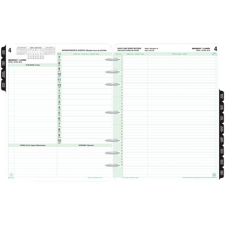 Recharges et accessoires format folio (2025) Recharges datées - bilingue 1 jour / 2 pages