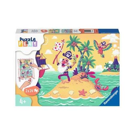 2 Casse-têtes 24 morceaux -PUZZLE & PLAY -La chasse au trésor des pirates