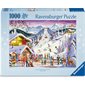 Casse-tête Ravensburger - Greg Paprocki : Esprit de Noël au pied des pistes – 1000 pièces
