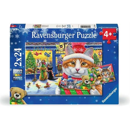 Casse-tête Ravensburger - Chatons de Noël - 2 x 24 pièces