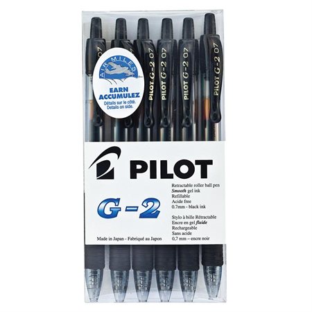 G2 Retractable Roller Pen 0.7 mm. Box of 6 black