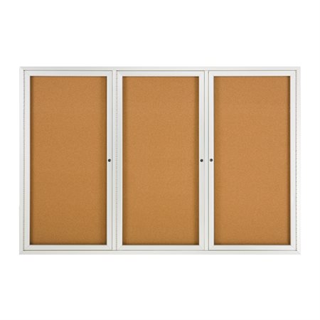 Cork Bulletin Board Aluminum frame, 3 doors 72 x 48 in