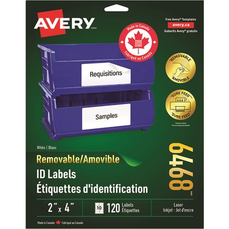 Removable I.D. labels 2 x 4" (120)