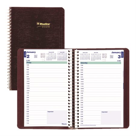 Daily Diary (2026) Soft cover, English burgundy