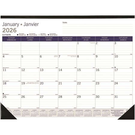DuraGlobe Monthly Desk Pad Calendar (2025) bilingual