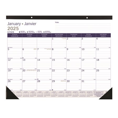 DuraGlobe Monthly Desk Pad Calendar (2025) bilingual