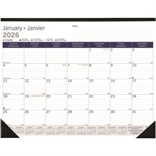 DuraGlobe Monthly Desk Pad Calendar (2025) bilingual