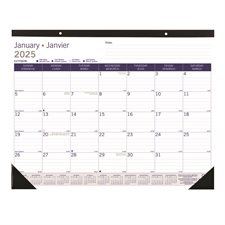 DuraGlobe Monthly Desk Pad Calendar (2025) bilingual