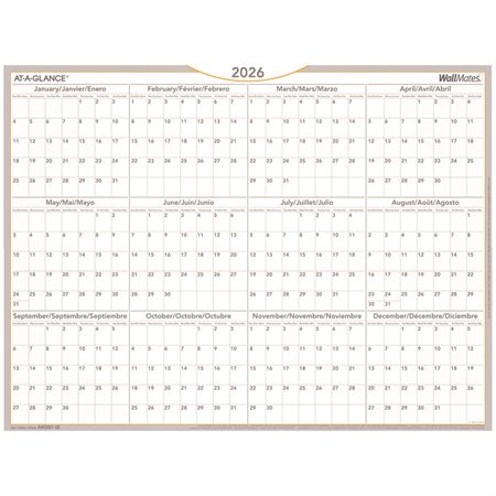 Wallmates® Self-Adhesive Monthly Planning Surface January-December 2025