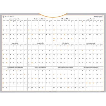 Wallmates® Self-Adhesive Monthly Planning Surface January-December 2025