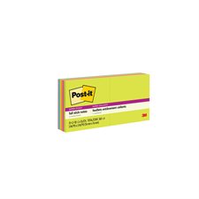 Feuillets entièrement collants Post-it® Super Sticky 3 x 3 po. Coupe de pouce - paquet de 12