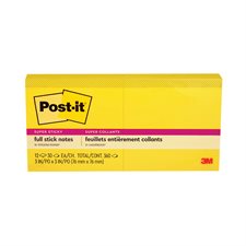 Feuillets entièrement collants Post-it® Super Sticky 3 x 3 po. jaune - paquet de 12