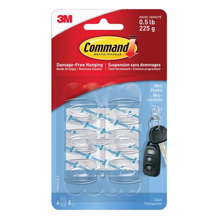 Command™ Adhesive Mini-Hooks 6 hooks and 8 strips