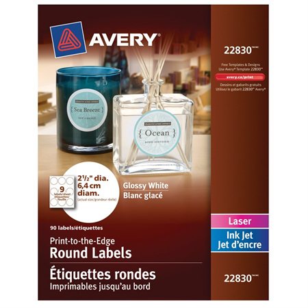 Printable Glossy Labels Round 2-1 / 2 in. (90 labels)