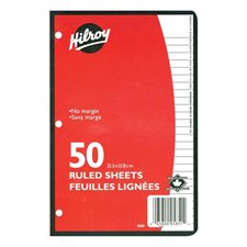 Feuilles mobiles lignées 8-3/8 x 5-7/16 po (50 feuilles)