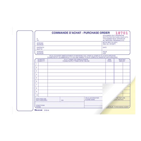 Purchase Orders 5-3 / 8 x 8 in. duplicate (bilingual)