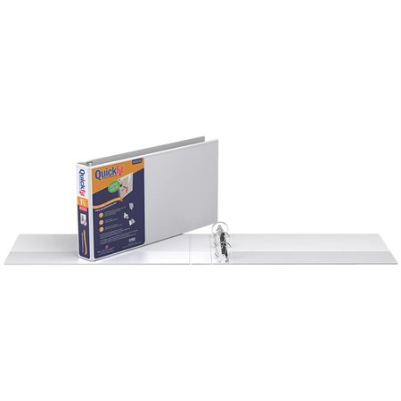 Reliure de présentation format légal Deluxe QuickFit® Format paysage, anneaux ronds 1-1 / 2 po - blanc