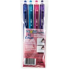 Stylo à bille roulante rétractable effaçable FriXion® Clicker 0,7 mm. Paquet de 4 couleurs variées