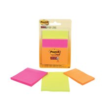 Feuillets super collants Post-it® - collection coup de pouce Formats variés. bloc de 45 feuillets (pqt 3)