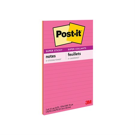 Post-it® Super Sticky Notes - Energy Boost Collection 5 x 8 in., lined 45-sheet pad (pkg 2)