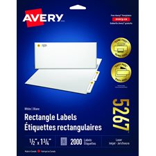Easy Peel® White Rectangle Labels Package of 25 sheets 1-3/4 x 1/2” (2000)