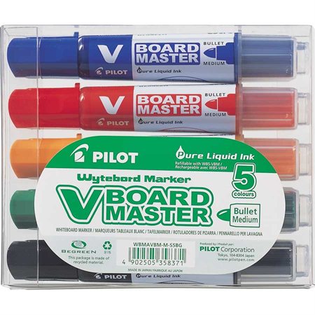 Begreen V Board Master Dry Erase Marker Bullet Point. Pack of 5. assorted colours