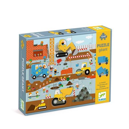 Djeco Giant Puzzle – The Construction Site – 12 + 5 pcs