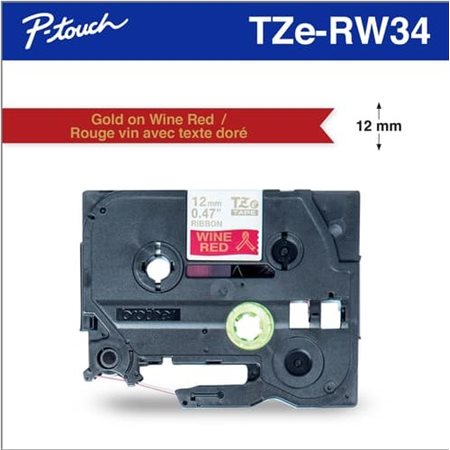 Decorative P-Touch Ribbon – Wine Satin with Gold Text