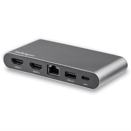 Adaptateur multiport USB-C, double moniteur 4K, USB-C vers double HDMI, 2 ports USB-A, 100W PD 3.0, port LAN Gigabit 