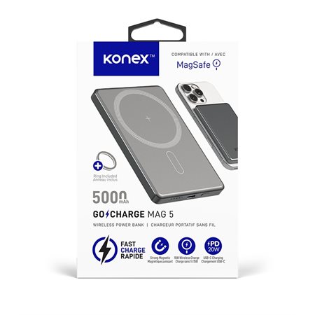 Chargeur portatif sans fil magnétique 15W 5000mAh (compatible MagSafe)