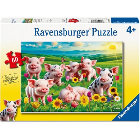 Casse-tête Ravensburger - Cochons adorables - 60 pièces
