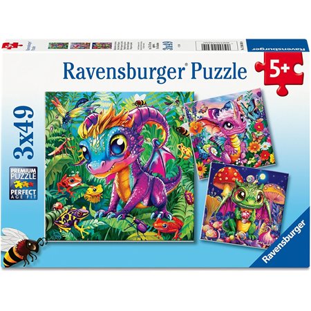 Casse-tête Ravensburger - Bébés dragons  - 3 x 49 pièces