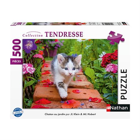 Casse-tête Nathan - Collection tendresse : Chaton au jardin - 500 pièces