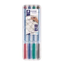 Marqueur effaçable Lumocolor® Pointe fine. 0,6 mm variés (4)