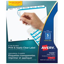 Index Maker® Dividers White. Easy Apply™. 25 sets. 5 tabs