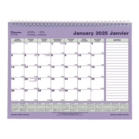 Calendrier mural mensuel (2025)
