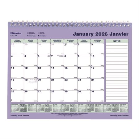 Calendrier mural mensuel (2026)