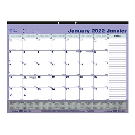 Calendrier sous-main mensuel (2025) 21-1 / 4 x 16 po, avec bande de vinyle transparente bilingue