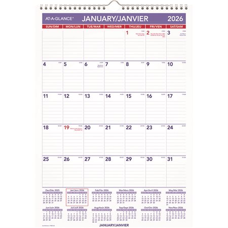 Recycled Monthly Wall Calendar (2026) 12 x 17 in.
