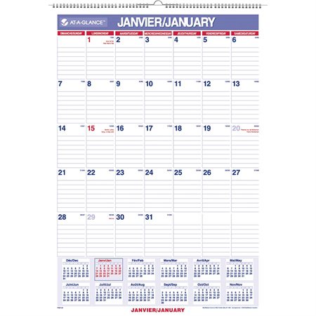 Calendrier mural mensuel recyclé (2025) 12 x 17 po.