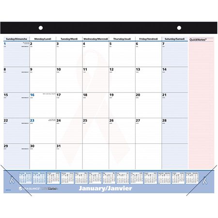 Calendrier de bureau mensuel Ruban rose QuickNotes®