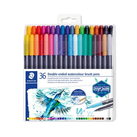 Crayons pinceaux aquarelle double embout Staedtler – paquet de 36