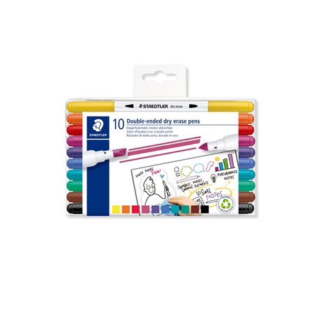 Marqueurs effaçables à sec double embout Staedtler – paquet de 10