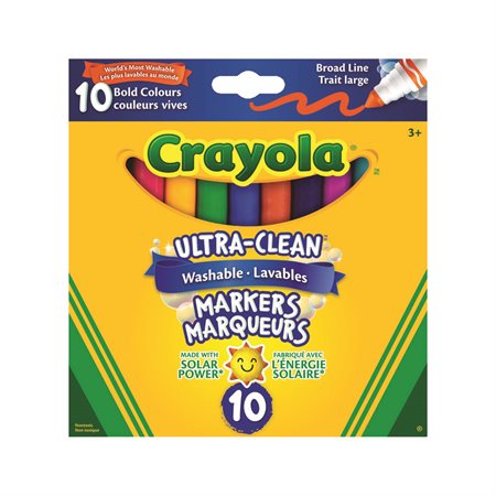 Marqueurs lavables Ultra-Clean Pointe Large couleurs vives - boîte de 10