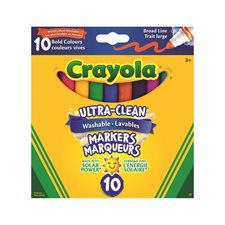 Marqueurs lavables Ultra-Clean Pointe Large couleurs vives - boîte de 10