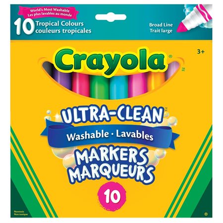 Marqueurs lavables Ultra-Clean Pointe Large couleurs tropicales - boîte de 10