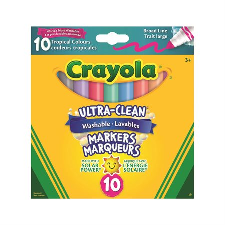 Marqueurs lavables Ultra-Clean Pointe Large couleurs tropicales - boîte de 10