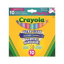 Marqueurs lavables Ultra-Clean Pointe Large couleurs tropicales - boîte de 10