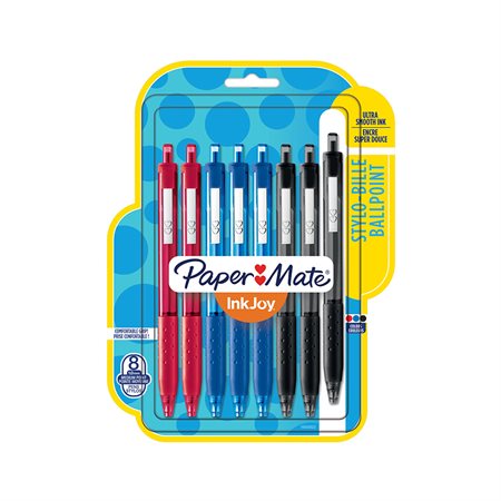 Stylos à bille rétractable InkJoy™ 300 Paquet de 8 couleurs standard variées